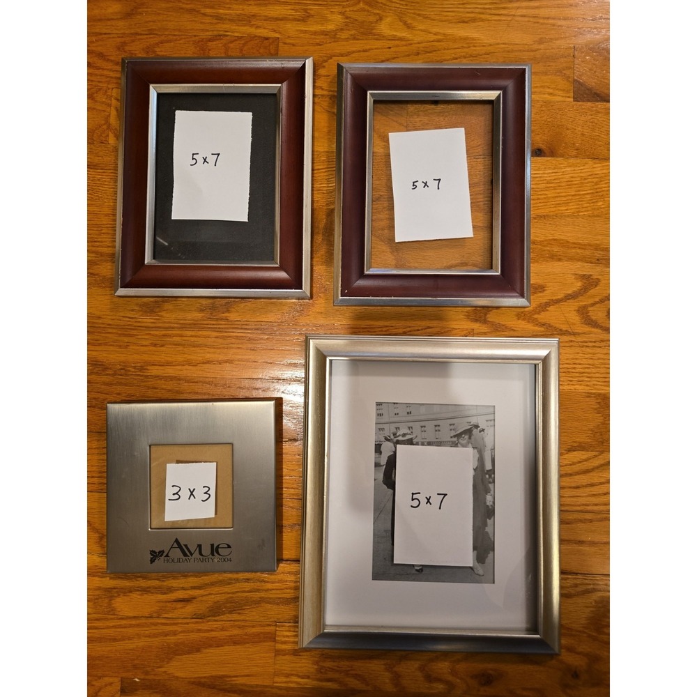 Pictures Frames 5x7 3x3 Lot Of 4 Art Gallery Wall Silver Tone